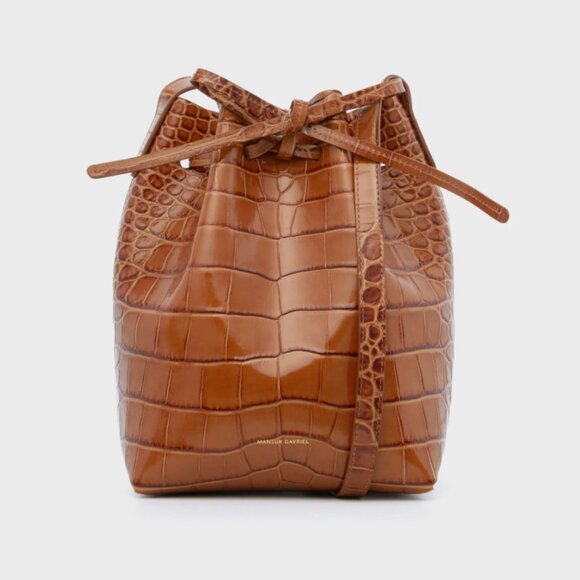 Mansur Gavriel Handbags - NWT - Mansur Gavriel Amaretti Croc Mini Bucket